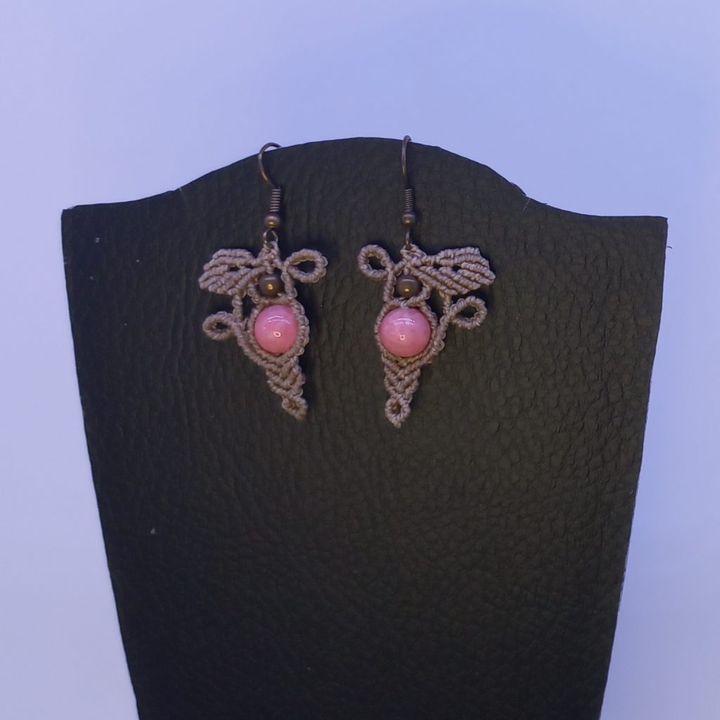 Boucles perle Calcédoine rose