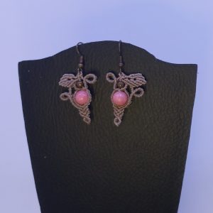 Boucles perle Calcédoine rose