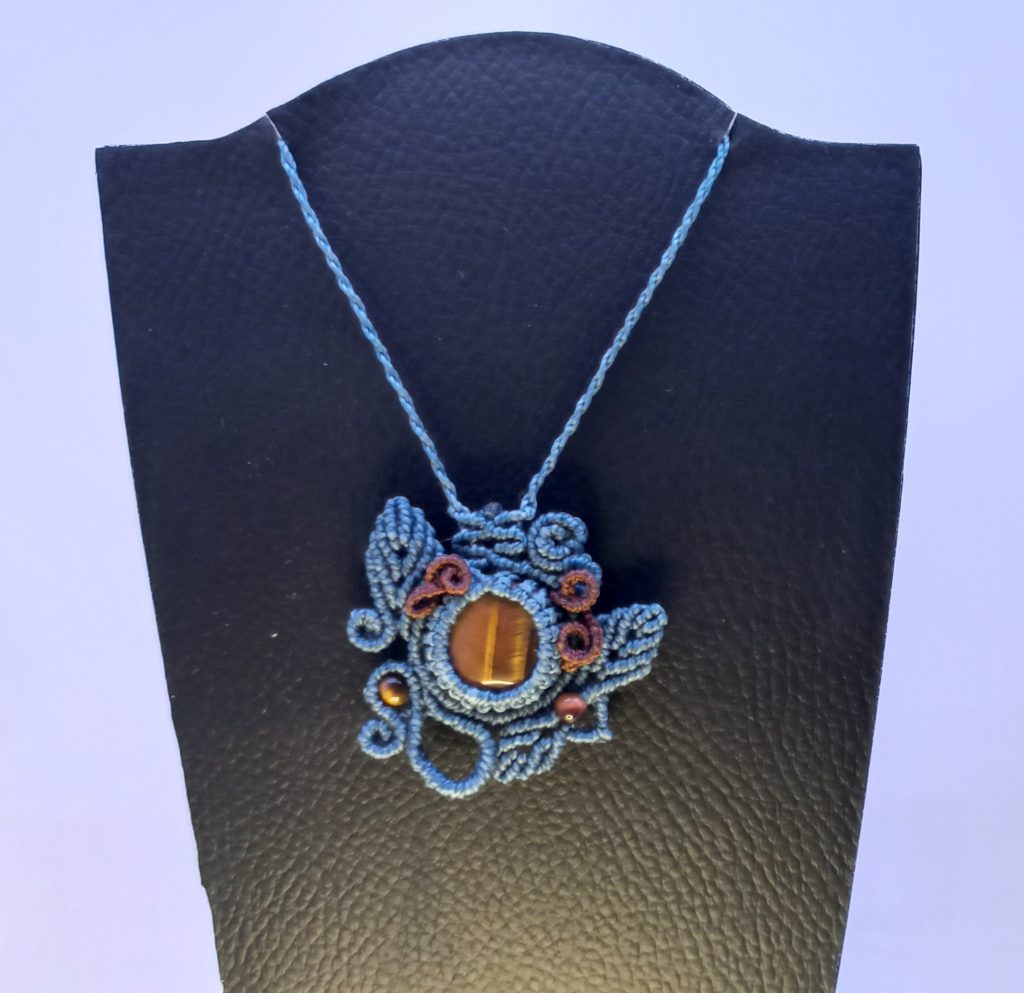 Collier Oeil de Tigre Denim Blue