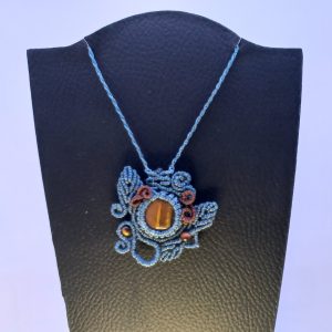 Collier Oeil de Tigre Denim Blue