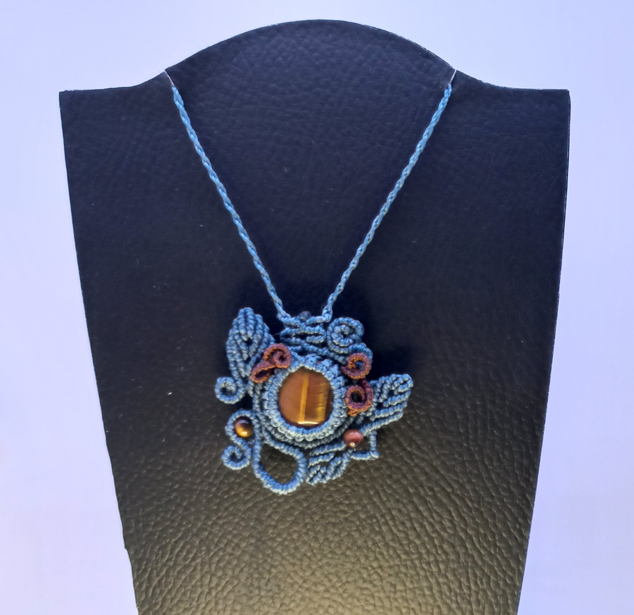 Collier Oeil de Tigre Denim Blue